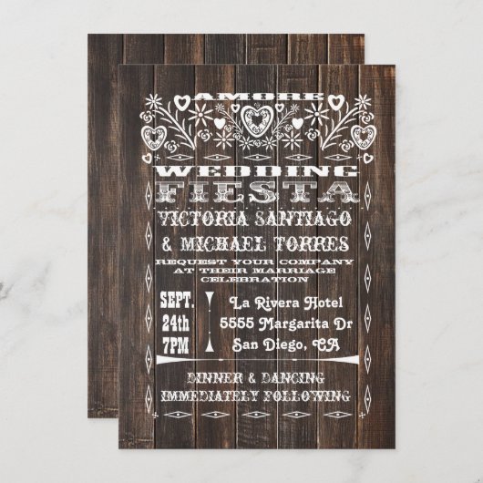 メキシ素朴コのパ結婚ペル・ピカド 招待状 (正面/裏面)