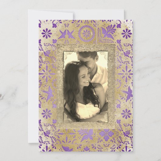 メキシ素朴コの紫の結婚タイル 招待状 (裏面)