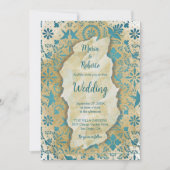メキシ素朴コの青い結婚タイル 招待状 (正面)