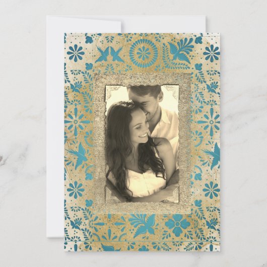 メキシ素朴コの青い結婚タイル 招待状 (裏面)