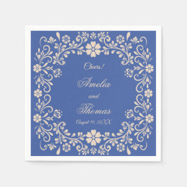 メキシ素朴コの青結婚い花 スタンダードカクテルナプキン