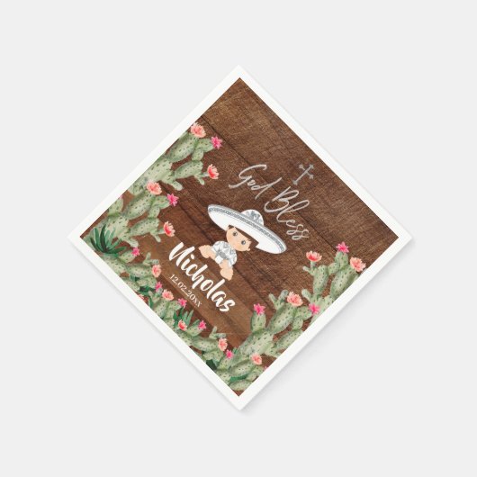 メキシ素朴コシルバーチャロバプテスマ紙ナプキンス スタンダードカクテルナプキン (角)