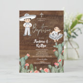 メキシ素朴コシルバーチャロボーイガールツインバプテスマ 招待状 (スタンド正面)