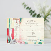 メキシ結婚コのサボスガーデンハシエンダRSVPカード 招待状 (スタンド正面)