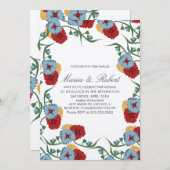 メキシ結婚コのテーマグリーンつる植物フローラ束 招待状 (正面/裏面)