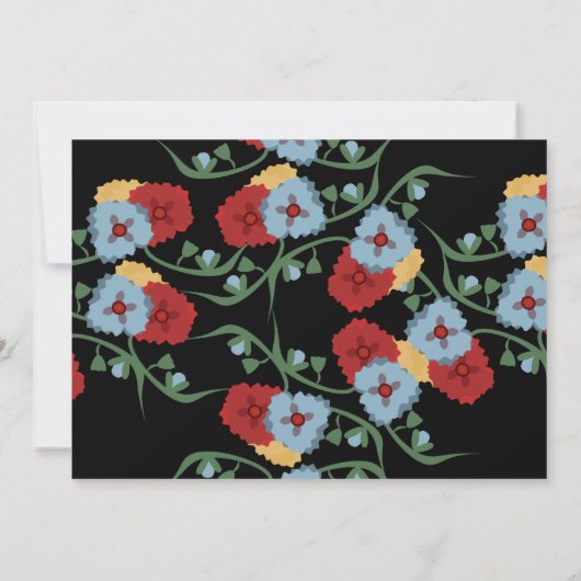 メキシ結婚コのテーマ緑つる植物フローラブラック 招待状 (裏面)