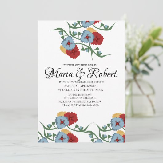 メキシ結婚コのテーマ緑化つる植物フローラ 招待状 (スタンド正面)