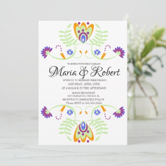 メキシ結婚コのフォークフローラ |結はっきりした婚 招待状 (スタンド正面)