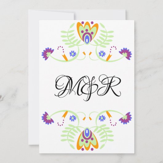 メキシ結婚コのフォークフローラ |結はっきりした婚 招待状 (裏面)