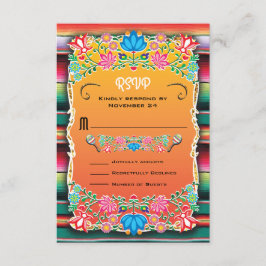 メキシ結婚コのラグとフローラRSVP 出欠カード