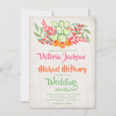 メキシ結婚コの水彩サボテン招待状 招待状 (正面)