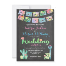 メキシ結婚コの水彩サボテン招待状