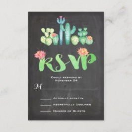 メキシ結婚コの水彩サボテンRSVP 出欠カード