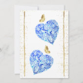メキシ結婚コの青いハートが日付カードを保存 招待状 (裏面)