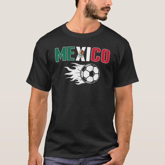 メキシ誇りを持ったコサッカーファンのジャージーメキシコ国旗の足取り Tシャツ (正面)