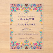 メキシ鮮やかカンフィエスタスタイルレインボー結婚ズ アクリル招待状 (正面)