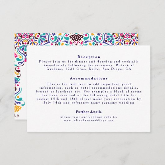 メキシ鮮やかカンフィエスタスタイルレインボー結婚ズ エンクロージャーカード (正面/裏面)