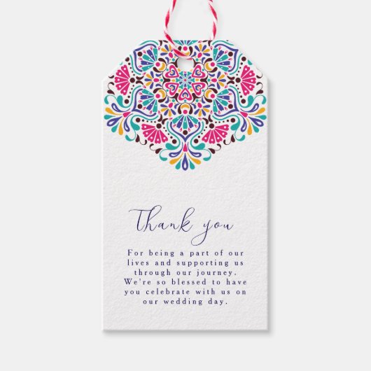 メキシ鮮やかカンフィエスタスタイルレインボー結婚ズ ギフトタグ (正面)