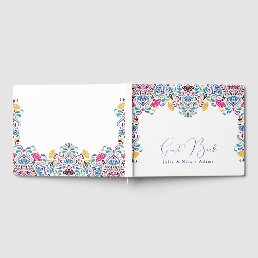 メキシ鮮やかカンフィエスタスタイルレインボー結婚ズ ゲストブック (全面)