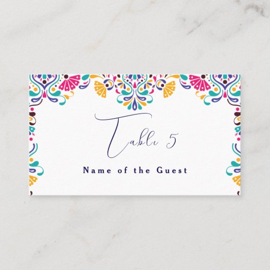 メキシ鮮やかカンフィエスタスタイルレインボー結婚ズ プレイスカード (裏面)