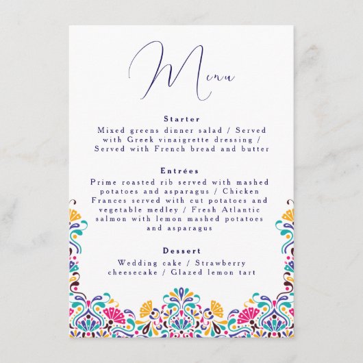 メキシ鮮やかカンフィエスタスタイルレインボー結婚ズ メニュー (正面)