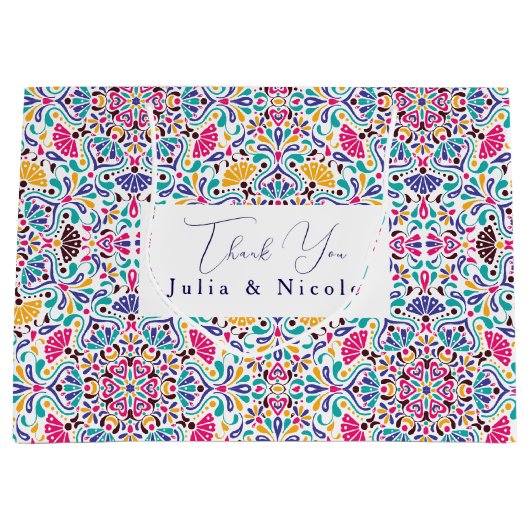 メキシ鮮やかカンフィエスタスタイルレインボー結婚ズ ラージペーパーバッグ (正面)