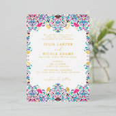 メキシ鮮やかカンフィエスタスタイルレインボー結婚ズ 箔招待状 (立ち正面)