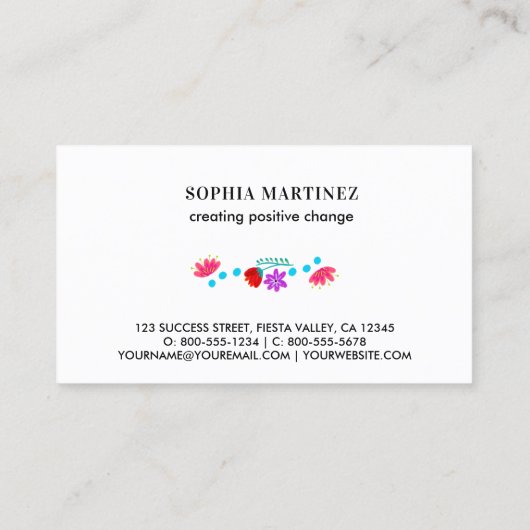 メキシ鮮やかカンフィエスタフローラホワイト 名刺 (裏面)
