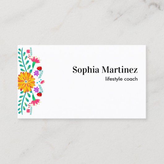 メキシ鮮やかカンフィエスタフローラホワイト 名刺 (正面)