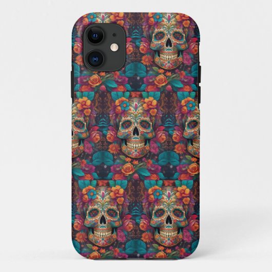 メキシ鮮やかコお祝い：砂糖スカルアート Case-Mate iPhoneケース (裏面)
