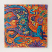 メキシ鮮やかコのアレブリジ伝統的スデザイン ジグソーパズル (横)