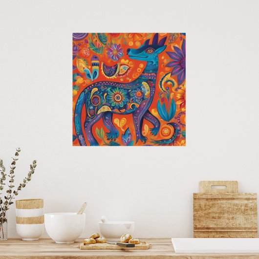 メキシ鮮やかコのアレブリジ伝統的スデザイン ポスター (キッチン)