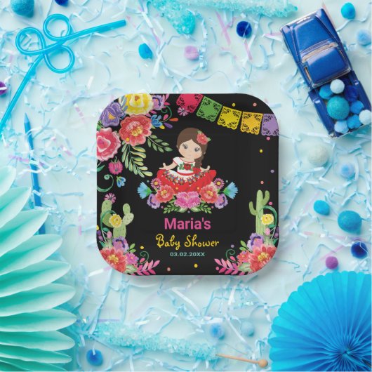 メキシ鮮やかコの花セニョリタガールベビーシャワー ペーパープレート (パーティー)