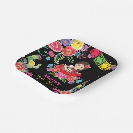 メキシ鮮やかコの花セニョリタガールベビーシャワー ペーパープレート (傾斜あり)
