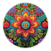 メキシ鮮やかコインスパイアフローラデザイン セラミックノブ (正面)