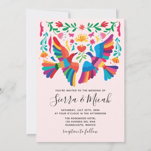 メキシ鮮やかコシコの鳥とフローラの招待状 セーブザデート (正面)