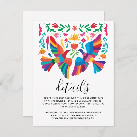 メキシ鮮やかコシコの鳥とフローラの詳細 エンクロージャーカード (正面/裏面)