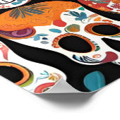 メキシ鮮やかコフォークアートスカルデザイン ポスター (角)