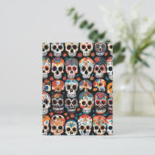 メキシ鮮やかコフォークアートスカルデザイン ポストカード (スタンド正面)