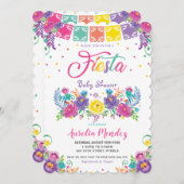 メキシ鮮やかコフローラフィエスタベビーシャワーガール 招待状 (正面/裏面)
