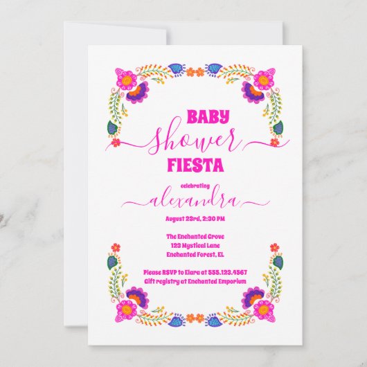メキシ鮮やかコフローラフィエスタベビーシャワーガール 招待状 (正面)