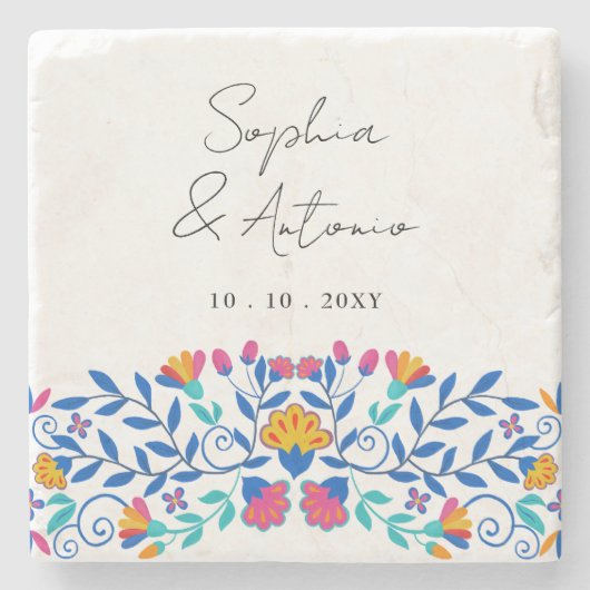 メキシ鮮やかコフローラフィ結婚エスタ ストーンコースター (正面)
