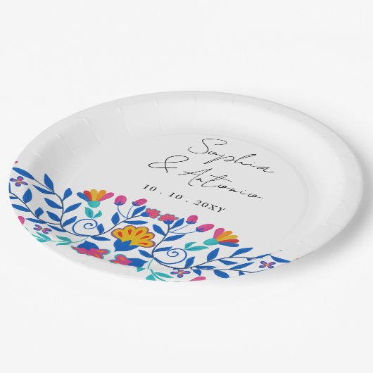 メキシ鮮やかコフローラフィ結婚エスタ ペーパープレート (アングル)