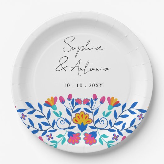 メキシ鮮やかコフローラフィ結婚エスタ ペーパープレート (正面)