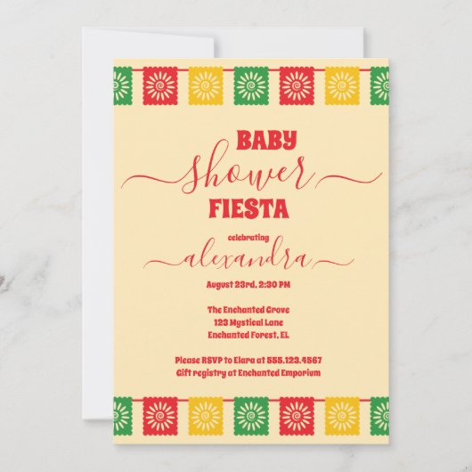 メキシ鮮やかコフローラ赤ちゃんシャワー 招待状 (正面)