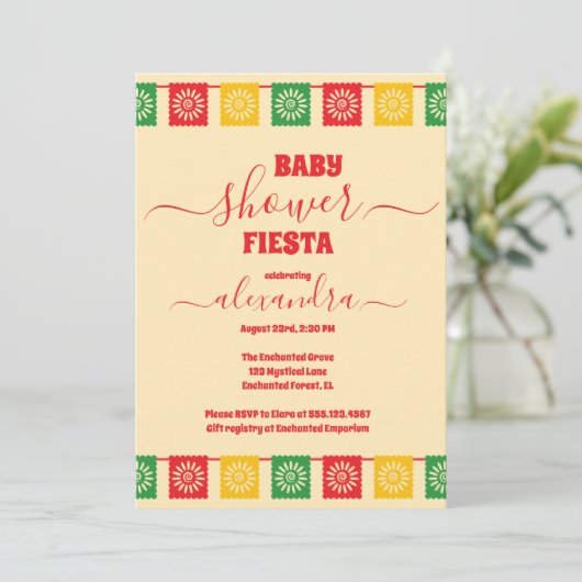メキシ鮮やかコフローラ赤ちゃんシャワー 招待状 (スタンド正面)