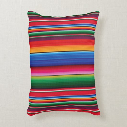 メキシ鮮やかコ西ストライプのデザイン アクセントクッション (正面(垂直))