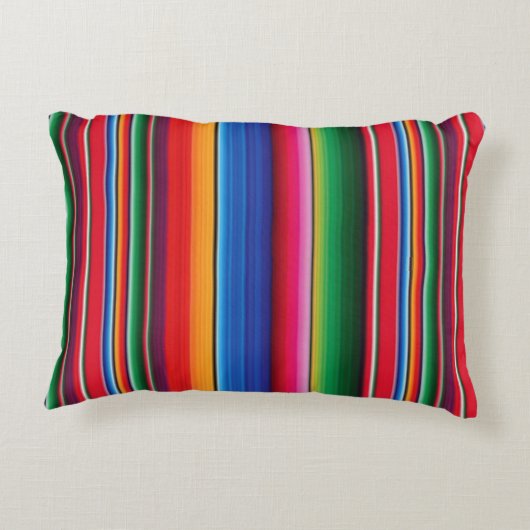 メキシ鮮やかコ西ストライプのデザイン アクセントクッション (裏面)