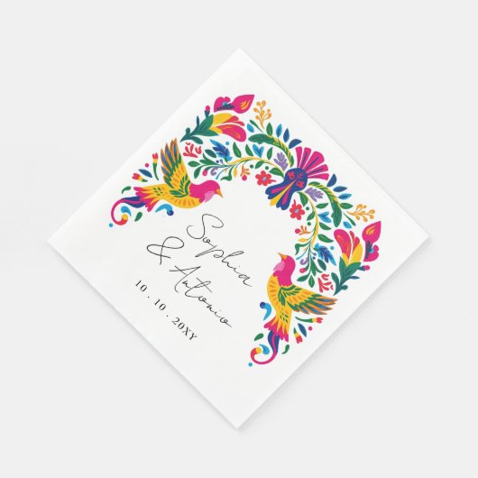 メキシ鮮やかコ・オトミバード・フローラ・フェスタ結婚ズ スタンダードランチョンナプキン (角)