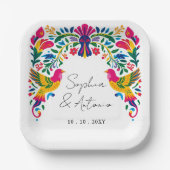 メキシ鮮やかコ・オトミバード・フローラ・フェスタ結婚ズ ペーパープレート (正面)